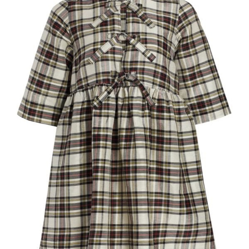 Plaid Dress with Bow Accents